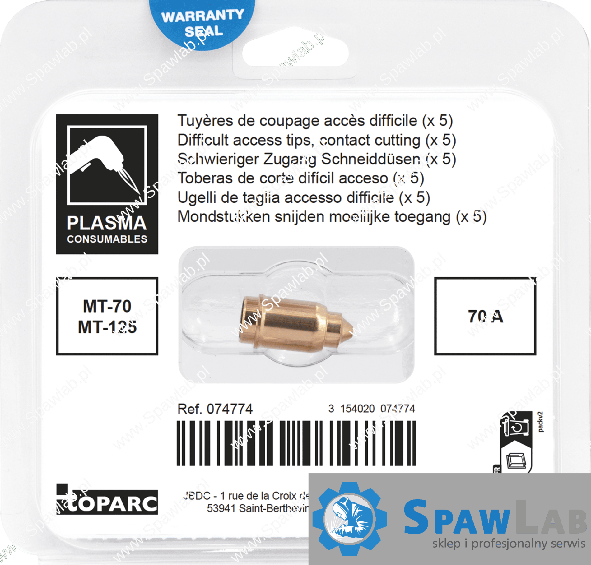 GYS 5 CUTTING NOZZLES FOR HARD TO REACH PLACES 70A - TORCH MT-70/125 074774