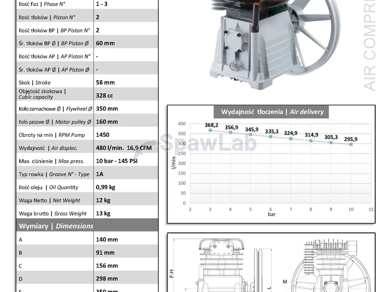 Unit compressor SHAMAL SB38C /PA1405 480 l/min 3.0 kW, photo 6