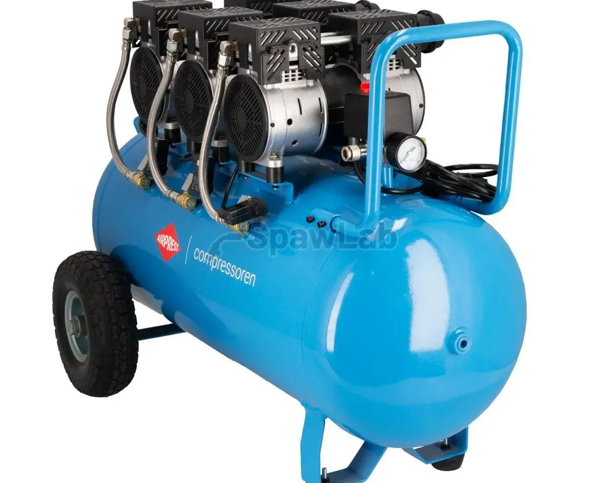 Airpress LMO 90-380 quiet oil-free compressor 8 bar 3 HP (3 x 1 HP) / 2.25 kW 280 l/min 90 l