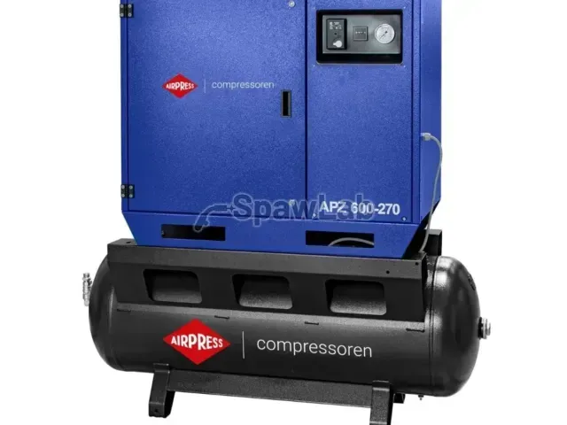 Airpress APZ 600-270 quiet twin-piston compressor 10 bar 5.5 HP/4 kW 465 l/min 270 l