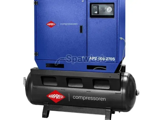 Airpress APZ 900-270S silent twin-piston compressor 10 bar 7.5 HP/5.5 kW 611 l/min 270 l, star-delta connection