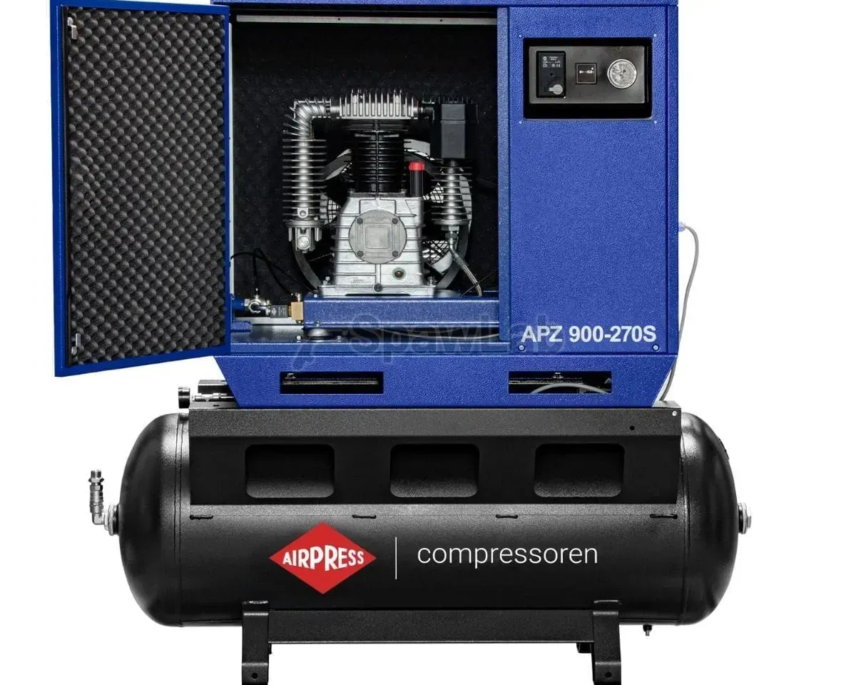 Airpress APZ 900-270S silent twin-piston compressor 10 bar 7.5 HP/5.5 kW 611 l/min 270 l, star-delta connection, photo 2