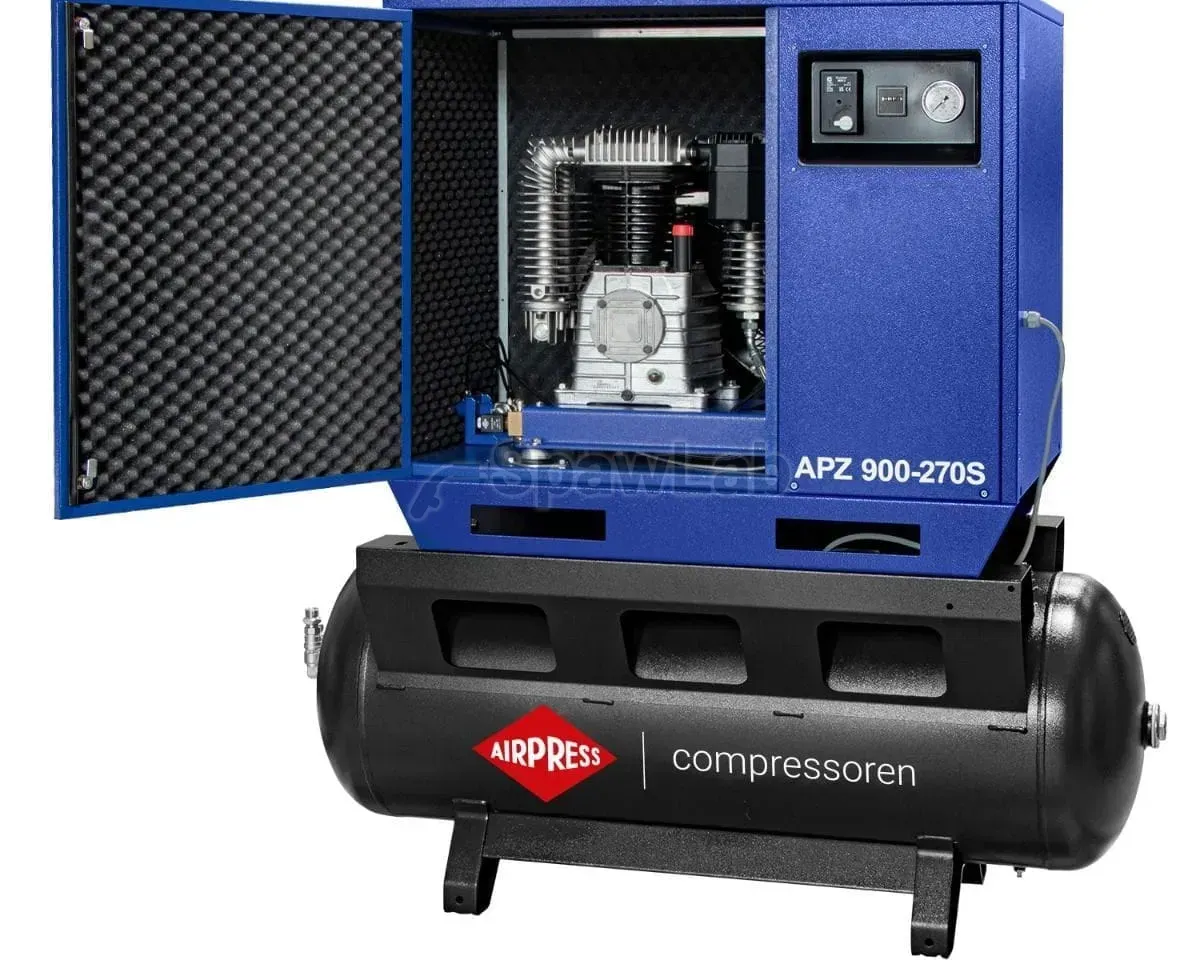 Airpress APZ 900-270S silent twin-piston compressor 10 bar 7.5 HP/5.5 kW 611 l/min 270 l, star-delta connection, photo 3