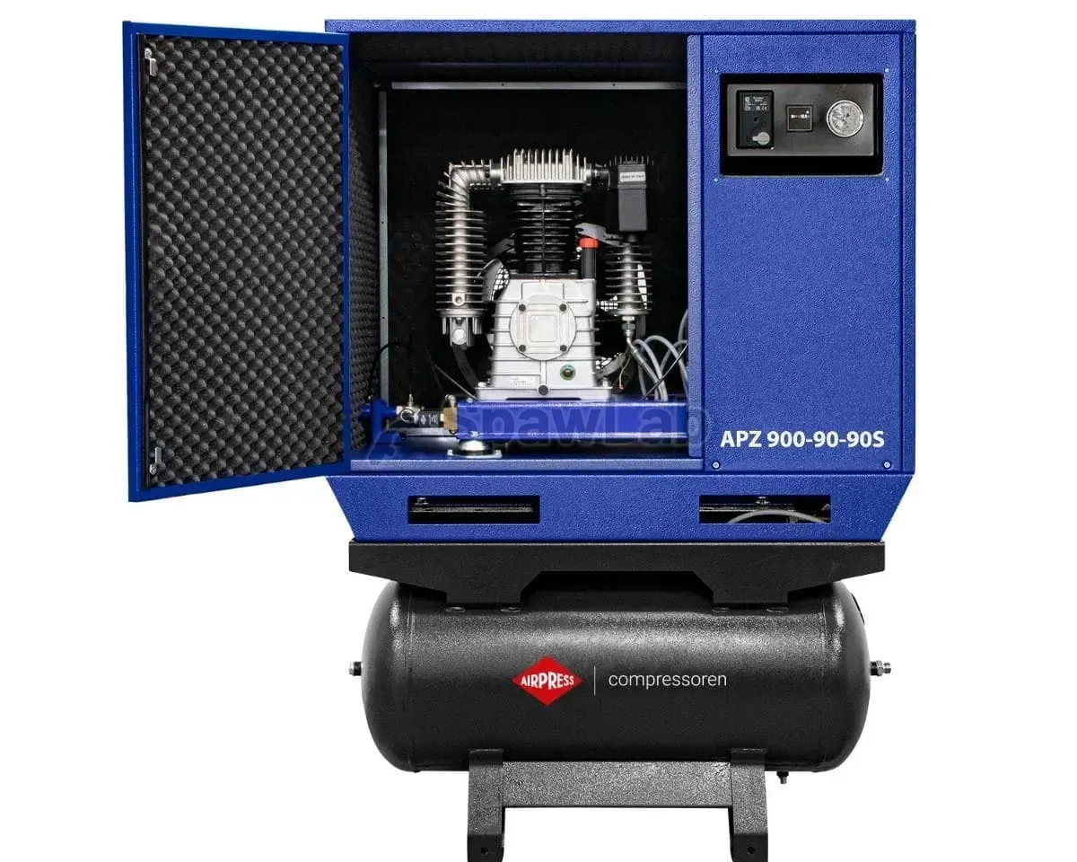 Airpress Silent twin-piston compressor APZ 900-90-90S 10 bar 7.5 HP/5.5 kW 611 l/min 2×90 l - star-delta connection