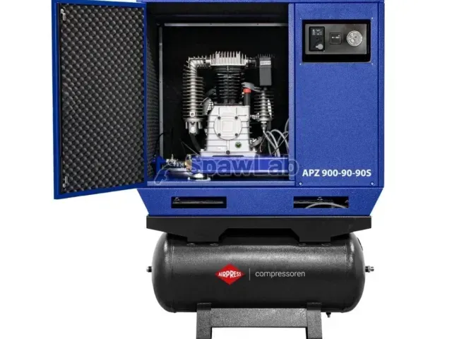 Airpress Silent twin-piston compressor APZ 900-90-90S 10 bar 7.5 HP/5.5 kW 611 l/min 2×90 l - star-delta connection