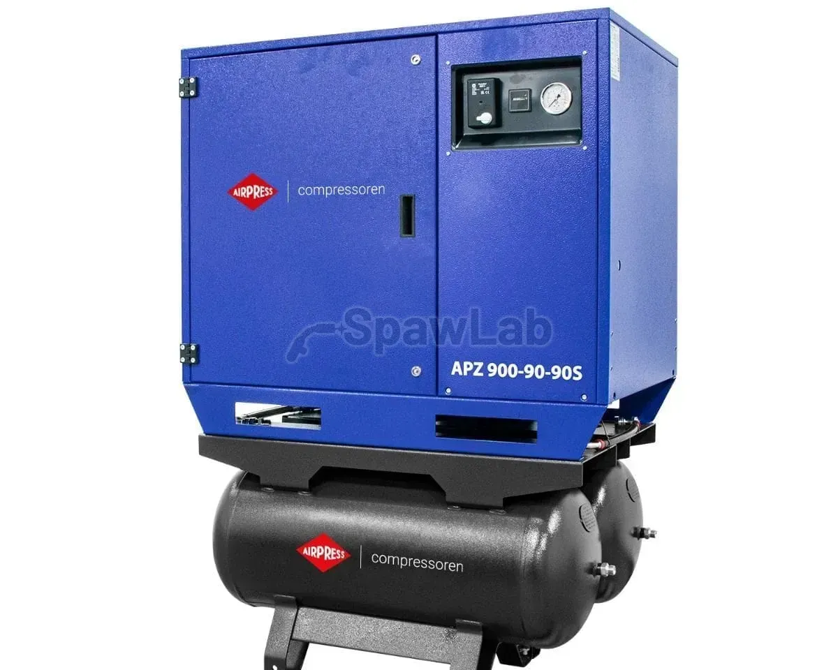 Airpress Silent twin-piston compressor APZ 900-90-90S 10 bar 7.5 HP/5.5 kW 611 l/min 2×90 l - star-delta connection, photo 2