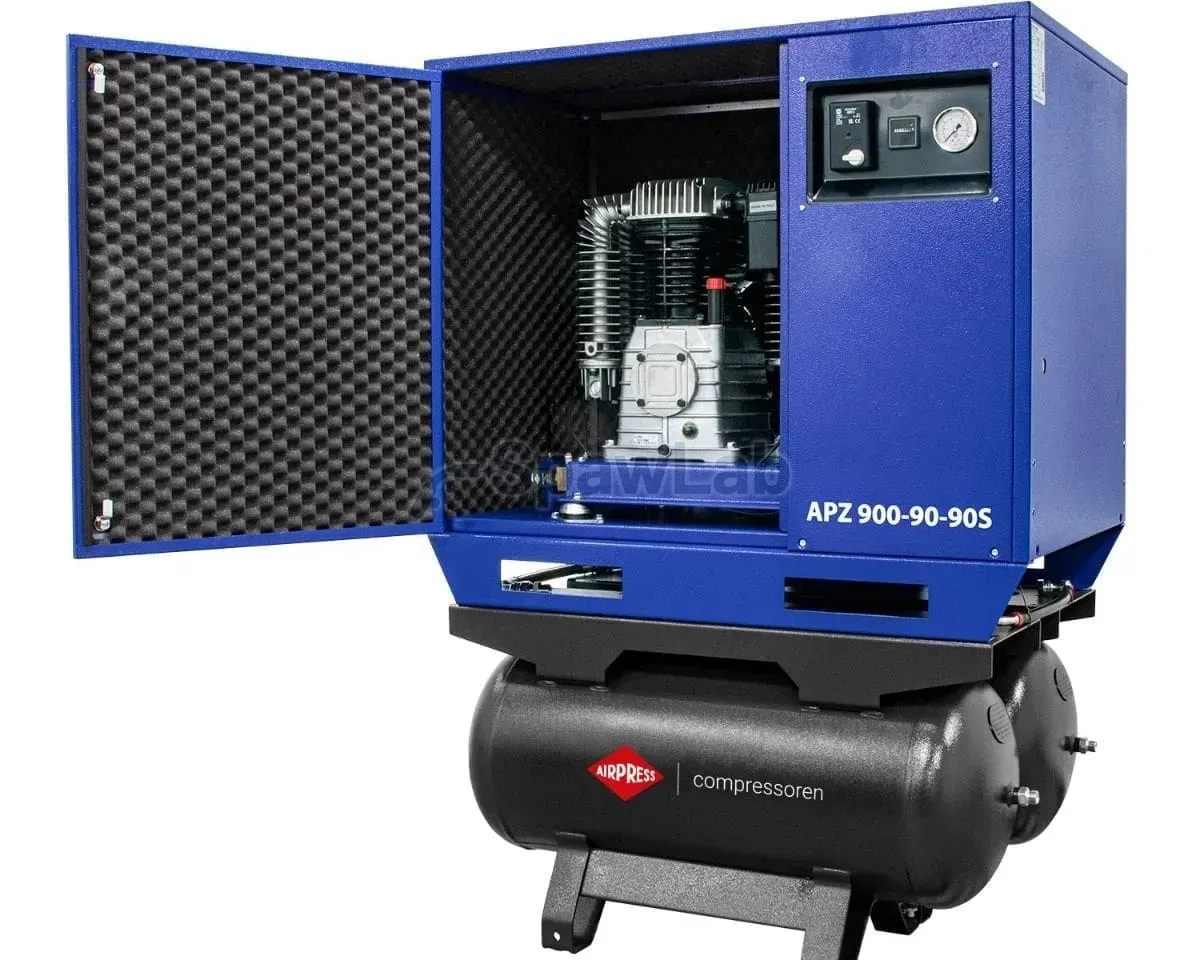 Airpress Silent twin-piston compressor APZ 900-90-90S 10 bar 7.5 HP/5.5 kW 611 l/min 2×90 l - star-delta connection, photo 3