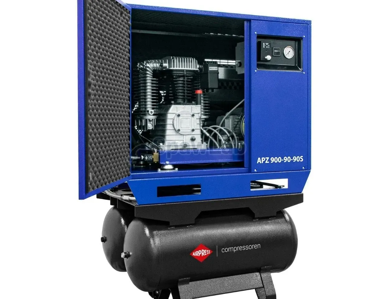 Airpress Silent twin-piston compressor APZ 900-90-90S 10 bar 7.5 HP/5.5 kW 611 l/min 2×90 l - star-delta connection, photo 5