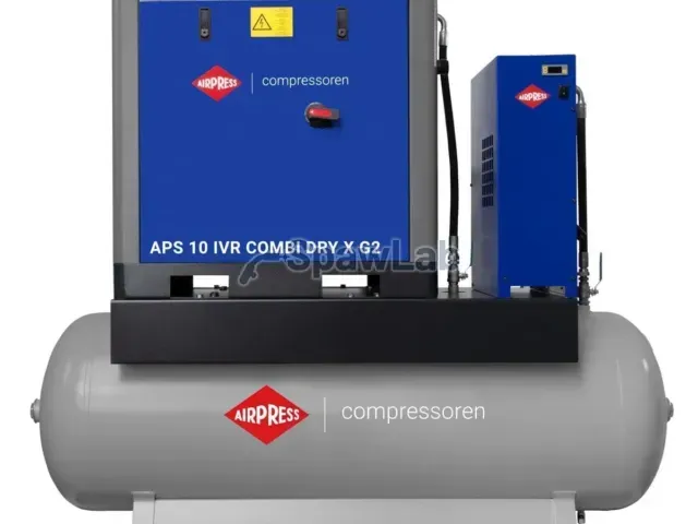 Airpress Schraubenkompressor APS 10 IVR Combi Dry X 10 bar 10 PS/7.5 kW 380-1050 l/min 500 l