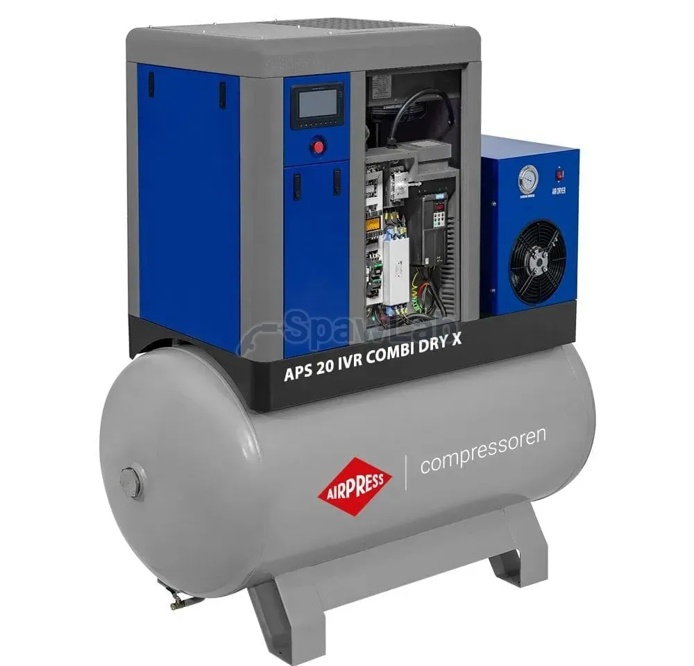 Airpress Screw compressor APS 20 IVR Combi Dry X 10 bar 20 HP/15 kW 820 - 2200 l/min 500 l