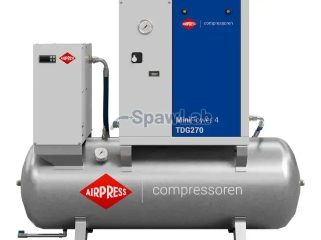 Airpress Kompresor śrubowy MiniPower 4 TDG270 | 4.0 KM / 3.0 kW | 385 L/min | 270 L galwanizowany