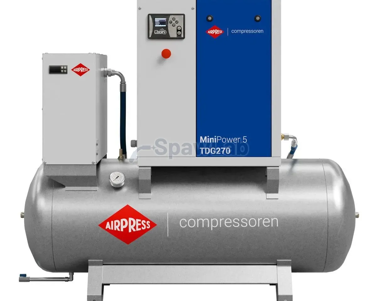 Airpress Kompresor śrubowy MiniPower 5 TDG270 | 5.5 KM / 4.0 kW | 485 L/min | 270 L galwanizowany