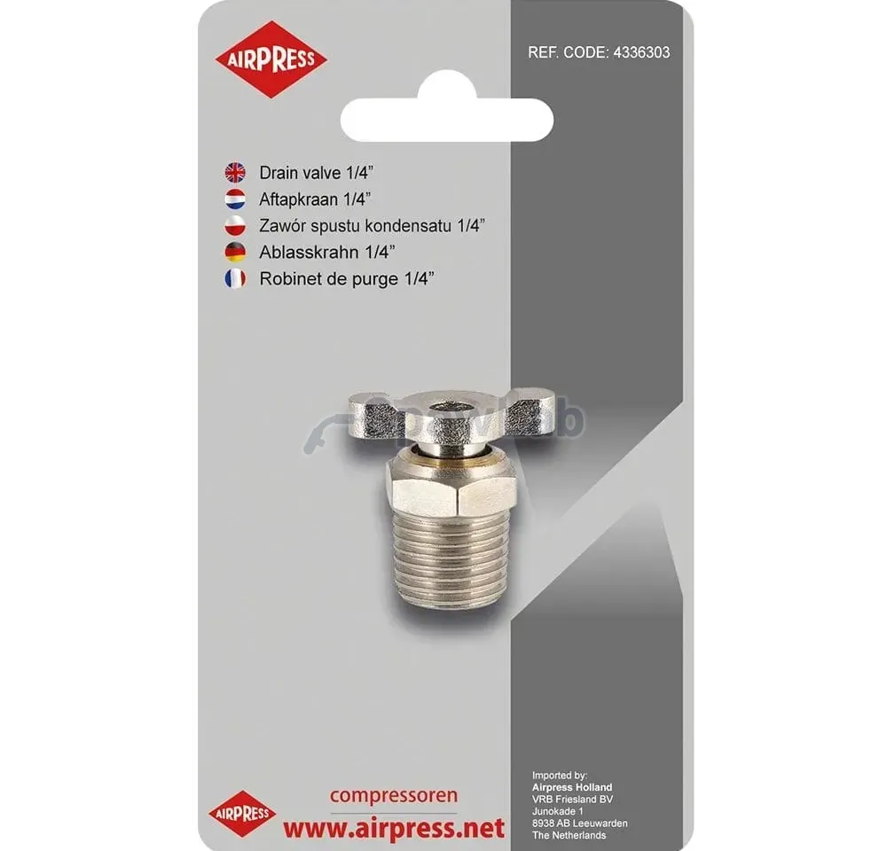 Airpress Zawór spustu kondensatu 1/4" (do kompresorów 24l)