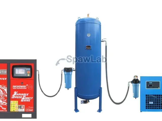 Profi Kompressoren screw compressor VSD 15 kW 720-1800 l/min. 10bar + tank 500l + separator + dryer + filters P and M + accessories