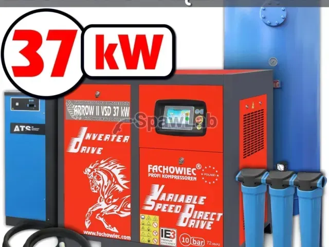 Profi Kompressoren screw compressor VSD 37 kW 2040-5600 l/min. 10bar + tank 1000l + separator + dryer + filters P and M + accessories