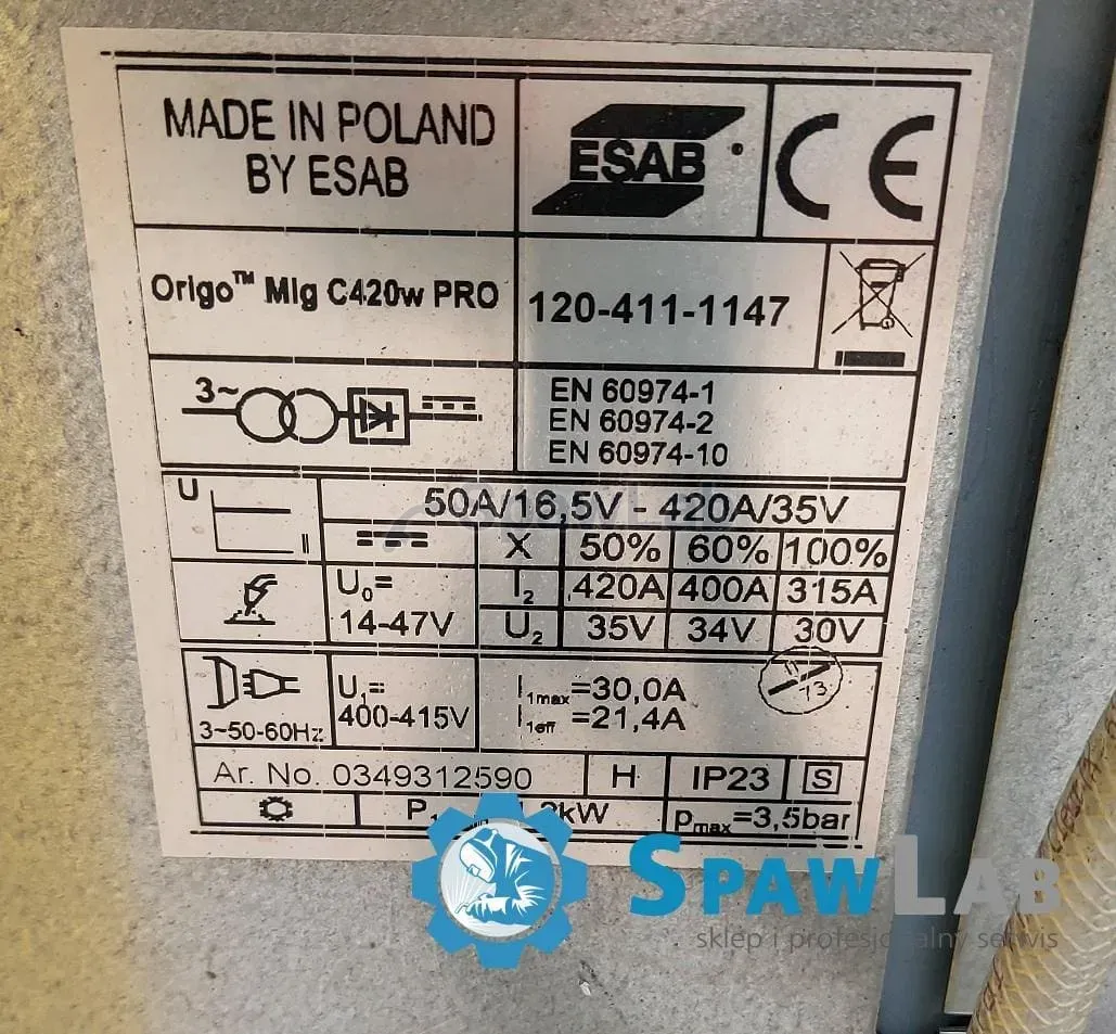 ESAB OrigoMig C420w, używany egzemplarz z oferty, zdjęcie 6