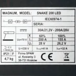 Magnum Snake 200 LED IGBT Inverter Welder U i SNA 200LD, photo 6