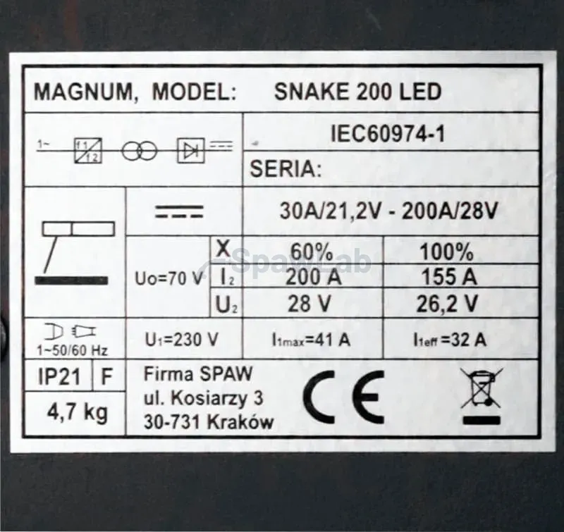 Magnum Snake 200 LED IGBT Inverter Welder U i SNA 200LD, photo 6