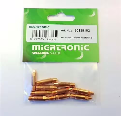 Migatronic Stromdüse Ø0.8 M6 Ø6×25 E-Cu (Set 10 Stk.)