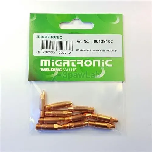 Migatronic Końcówka prądowa Ø0.8 M6 Ø6×25 E-Cu (Zestaw 10 szt.)