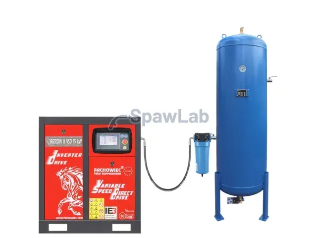 Profi Kompressoren screw compressor VSD 15 kW 720 to 1800 l/min 10 bar with 500 l tank and separator