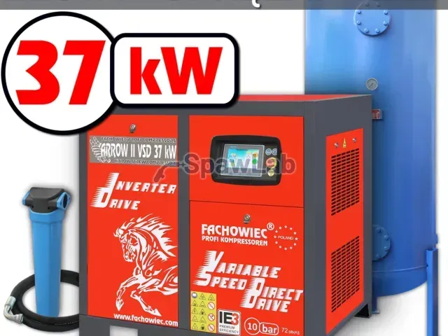 Profi Kompressoren screw compressor VSD 37 kW 2040 to 5600 l/min 10 bar with 1000 l tank and separator