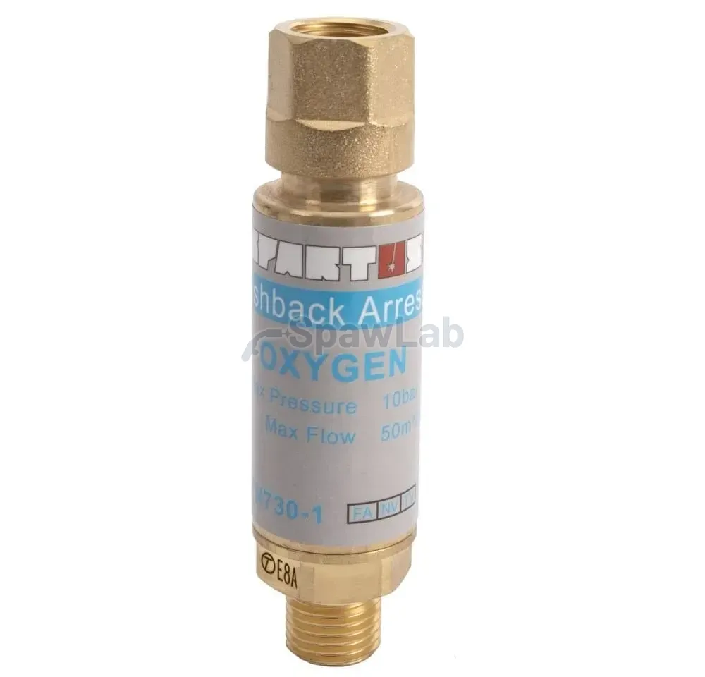 Spartus flashback arrestor for cylinder regulator, oxygen 1/4 RH