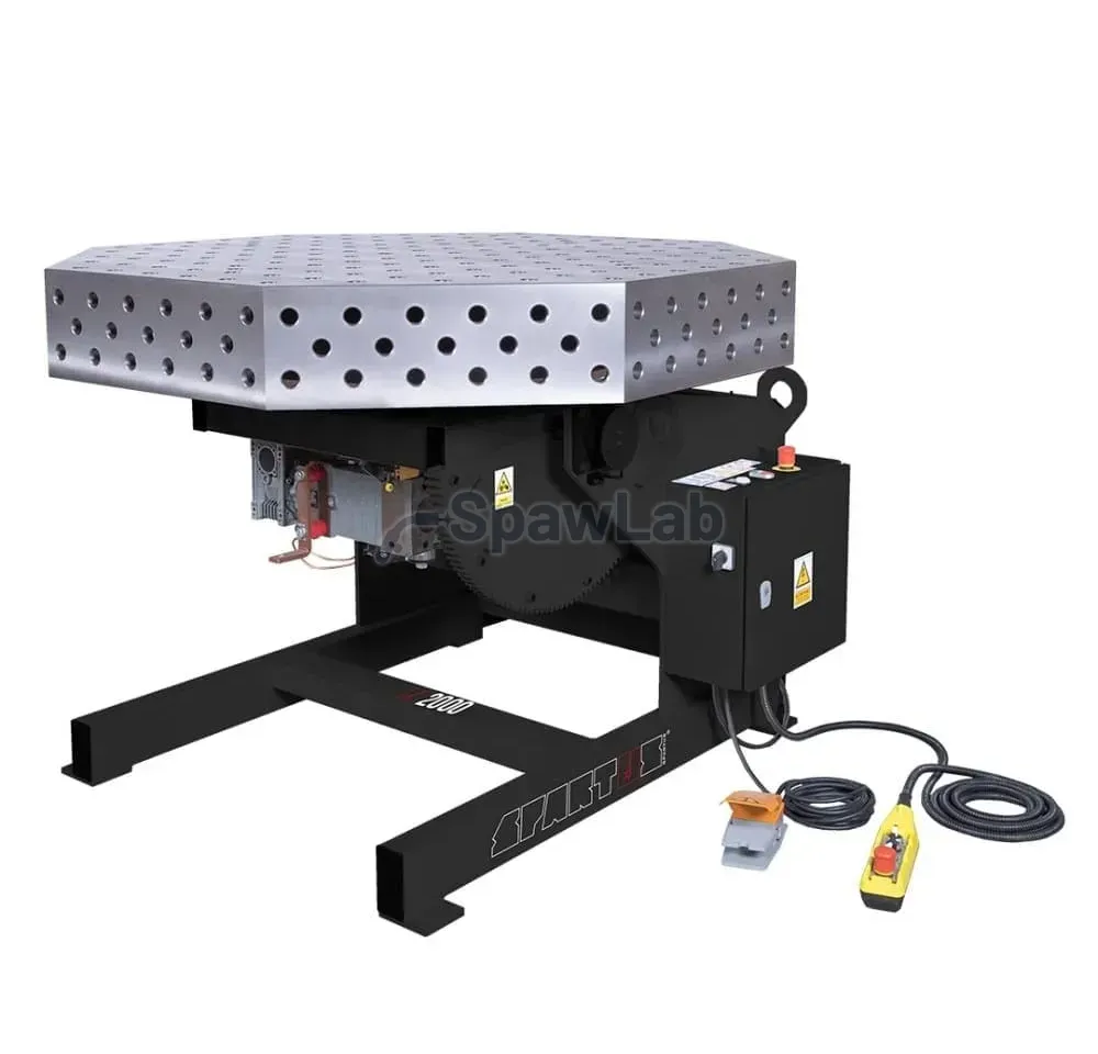 Spartus Ferros 3D 1400 x 1400 x 200 octagonal welding table with Spartus® 2000 rotary positioner