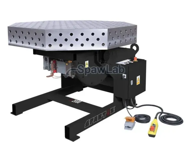 Spartus Ferros 3D 1400 x 1400 x 200 octagonal welding table with Spartus® 2000 rotary positioner