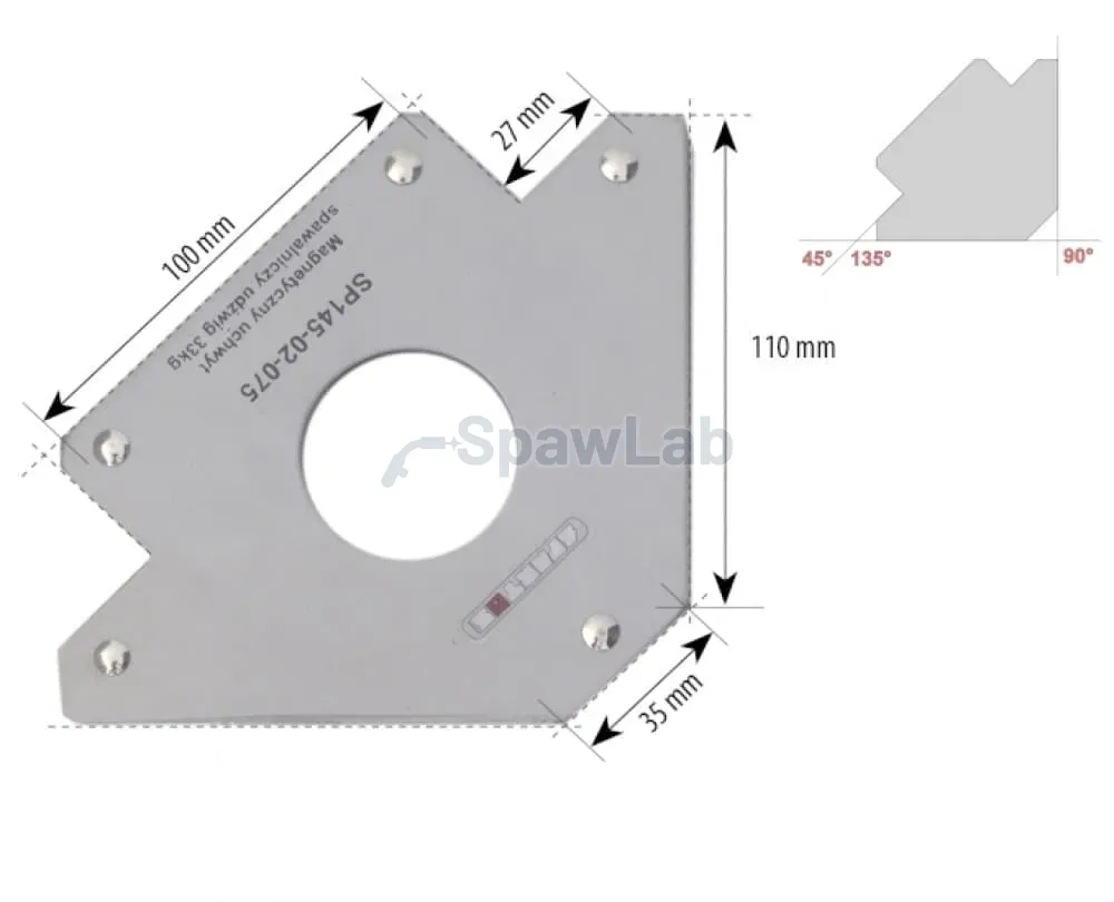 Spartus Schweiß-Magnethalter Pfeilform, Tragkraft: 33kg