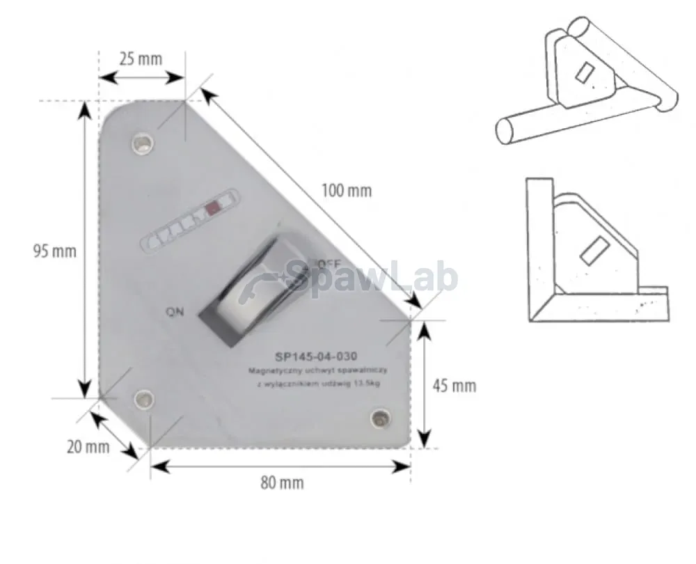 Spartus Schweiß-Magnethalter mit Ein/Aus-Schalter, Tragkraft: 13,5kg