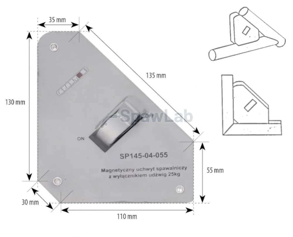Spartus Schweiß-Magnethalter mit Ein/Aus-Schalter, Tragkraft: 25kg