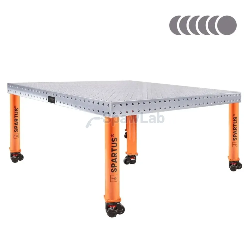 Spartus [Outlet] Stół spawalniczy Spartus Hermes 3D 1500x1500x100mm | system D16 | 5 nóg z kółkami L=650mm
