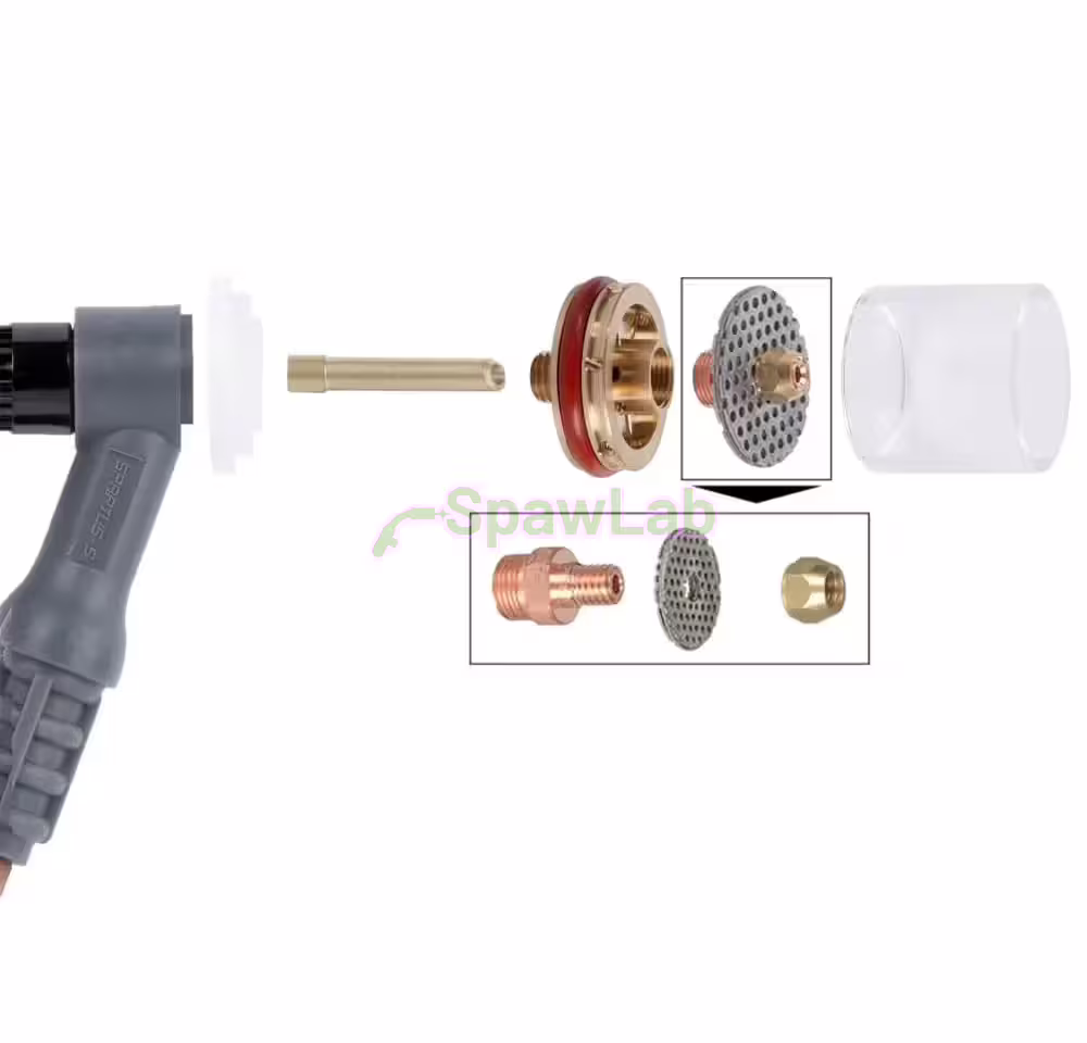 Spartus QUARTZSystem, große Gaslinse, Düse S, auswechselbares Sieb 9/20 [für Elektrode 2,4mm], Bild 3
