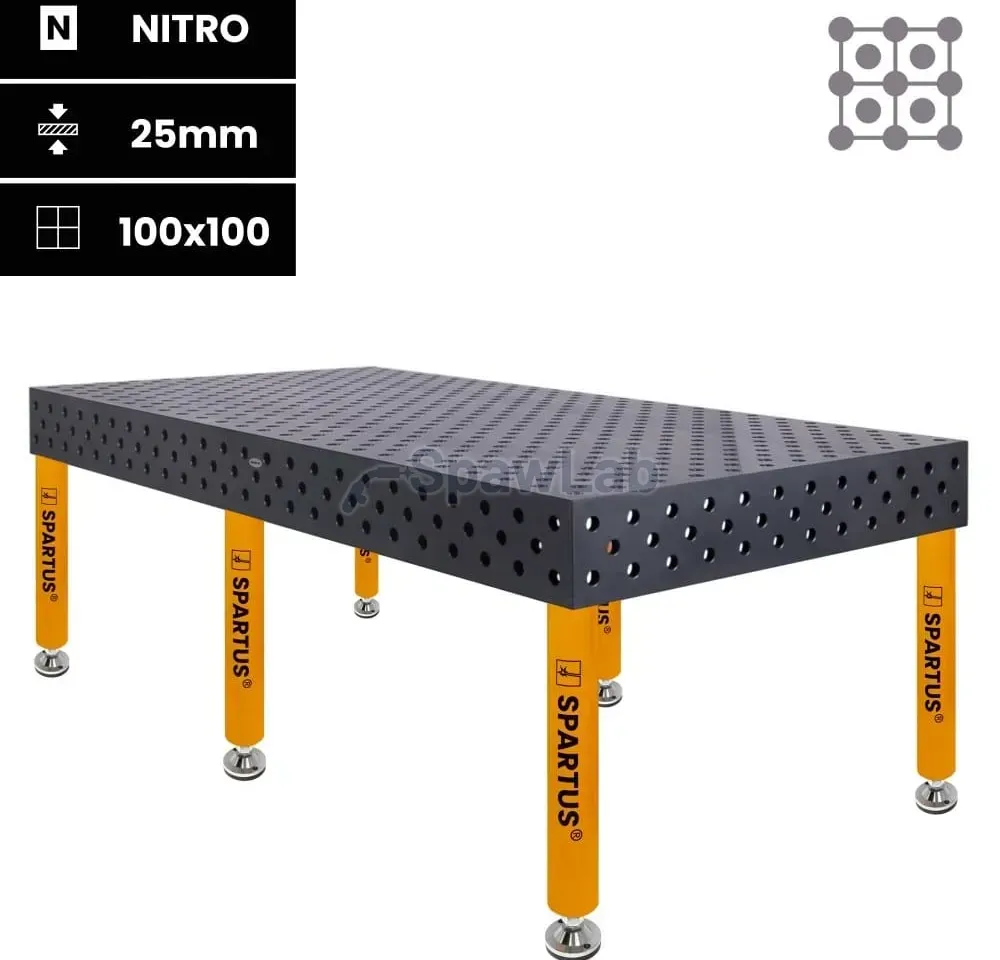 Spartus Maximus 3D welding table 2400x1200x200mm | diagonal | D28 | 6 legs with feet L=650mm