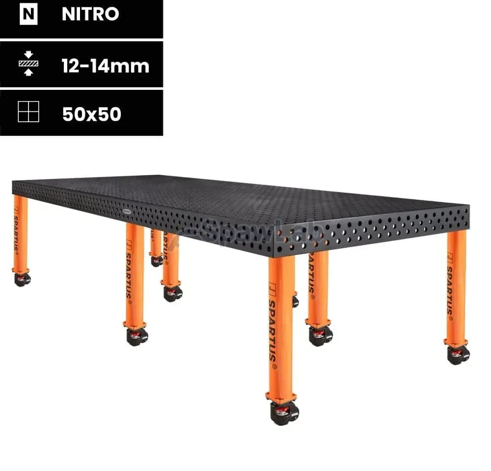Spartus Stół spawalniczy Spartus Maximus 3D 3000x1500x100mm | system D16 | 8 nóg z kółkami L=650mm