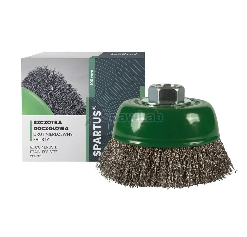 Spartus cup brush Ø100 mm, crimped stainless steel wire 0.3 mm, M14 thread