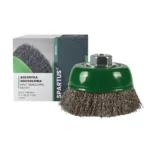 Spartus cup brush Ø100 mm, crimped stainless steel wire 0.3 mm, M14 thread