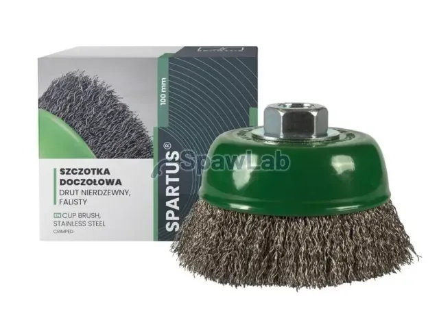 Spartus Szczotka doczołowa fi 100mm, drut nierdzewny falisty 0,3mm, gwint M14