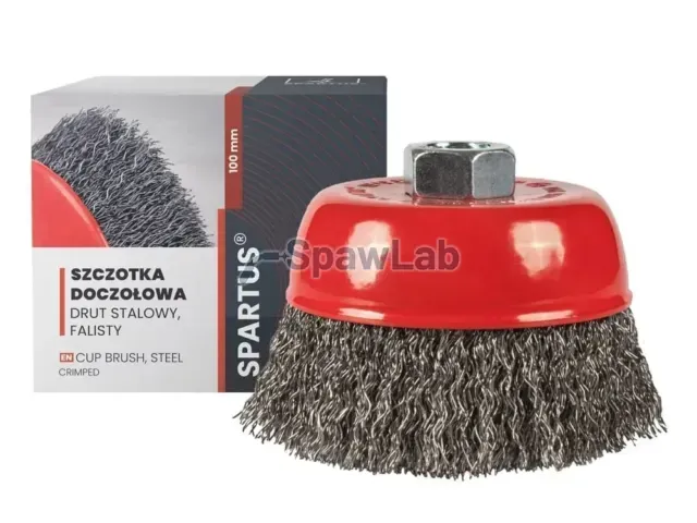 Spartus Szczotka doczołowa fi 100mm, drut stalowy falisty 0,3mm, gwint M14