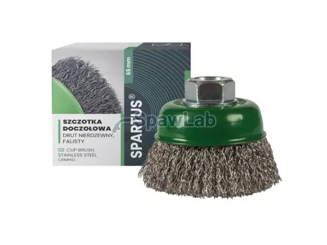 Spartus Szczotka doczołowa fi 65mm, drut nierdzewny falisty 0,3mm, gwint M14
