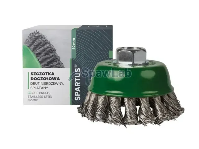 Spartus Szczotka doczołowa fi 80mm, drut nierdzewny splatany 0,5mm, gwint M14