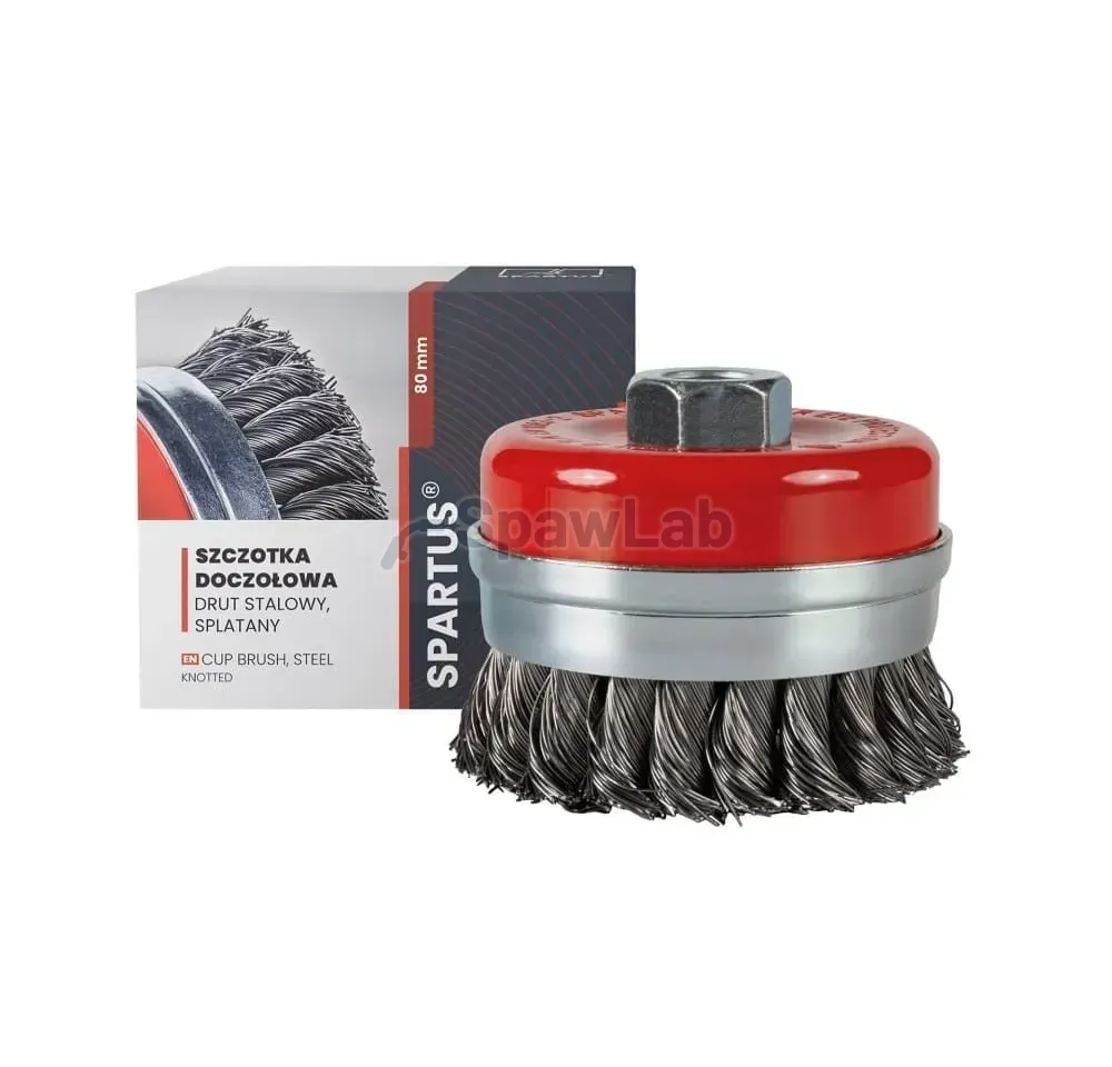 Spartus cup brush Ø80 mm, knotted steel wire 0.5 mm, M14 thread