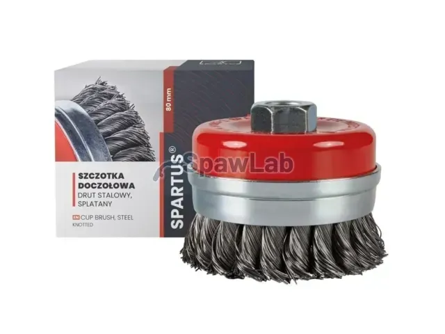 Spartus Szczotka doczołowa fi 80mm, drut stalowy splatany 0,5mm, gwint M14