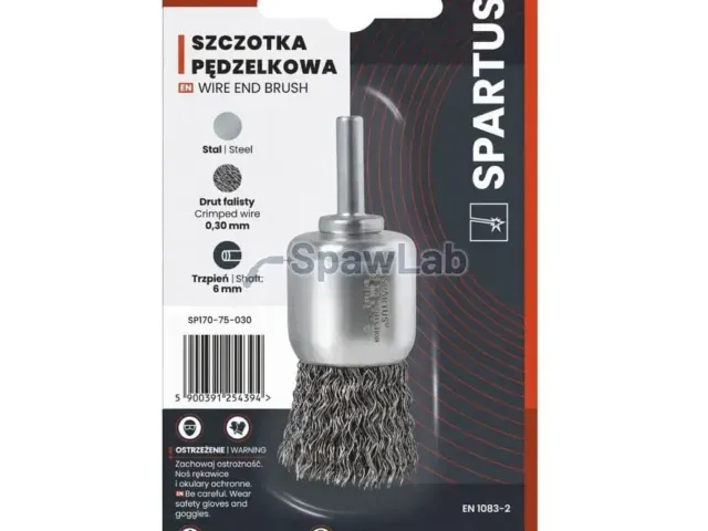 Spartus Szczotka pędzelkowa fi 30mm, drut stalowy falisty 0,3mm, trzpień 6mm