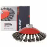 Spartus Kegelbürste Ø125 mm, gezopfter Stahldraht 0,5 mm, Gewinde M14