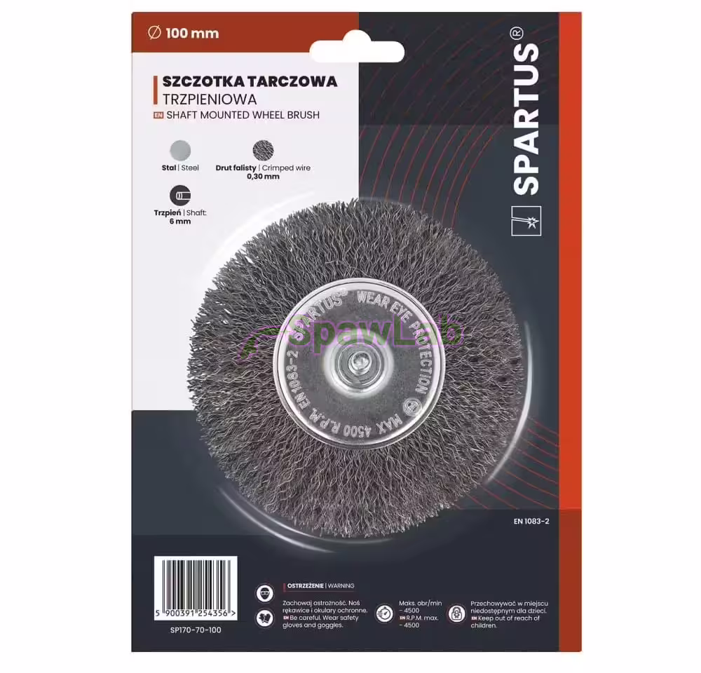 Spartus Rundbürste mit Schaft Ø100 mm, gewellter Stahldraht 0,3 mm, Schaft 6 mm