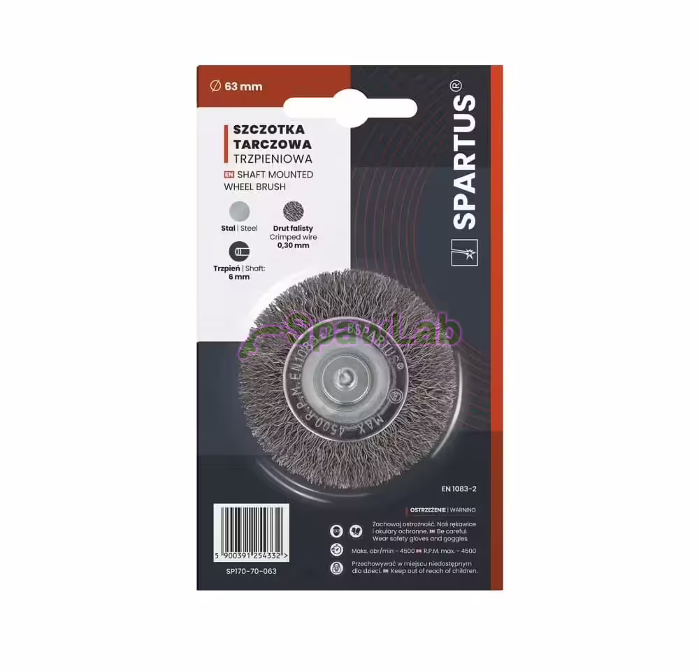 Spartus Rundbürste mit Schaft Ø63 mm, gewellter Stahldraht 0,3 mm, Schaft 6 mm