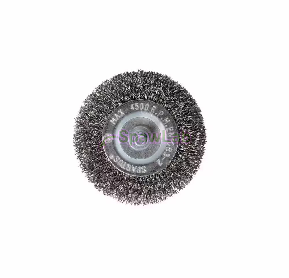 Spartus shank-mounted wheel brush Ø75 mm, crimped stainless steel wire 0.3 mm, 6 mm shank, photo 2
