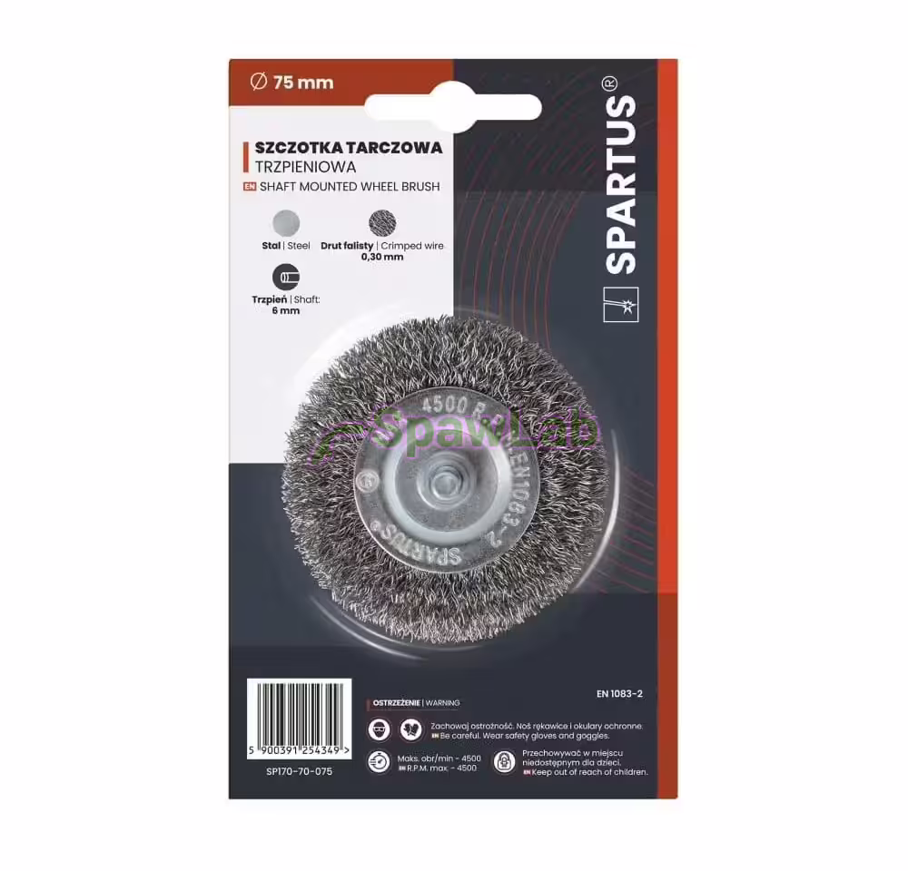 Spartus Rundbürste mit Schaft Ø75 mm, gewellter Stahldraht 0,3 mm, Schaft 6 mm